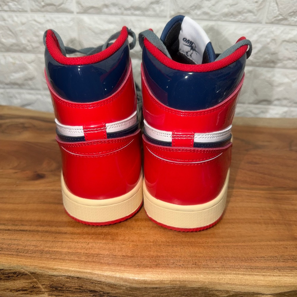 OMI Reloaded Patent Leather High Top Sneakers Navy Red Grey Mens Size 13 - Picture 3 of 9
